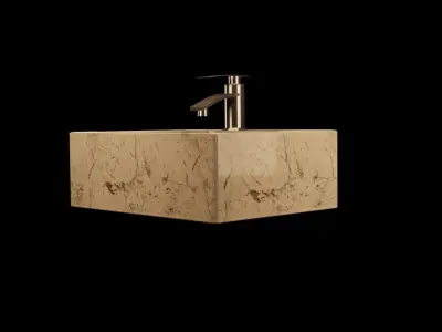 designed marble wash basin Low-poly 3D model
