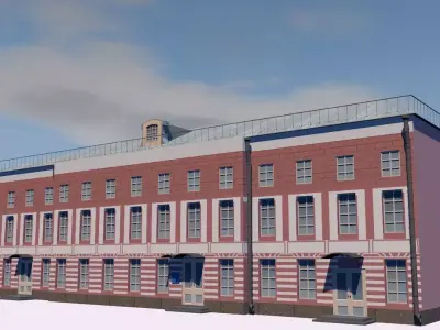Police station Low-poly 3D model 8