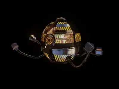 Robot PBR Model futuristic egg with wires hanging from it 3D model