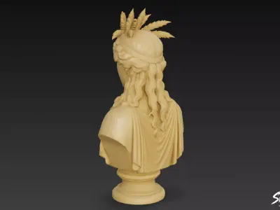 Greek God Dionysus Bust Low-poly 3D model