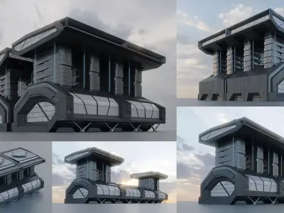 Modular futuristic sci-fi building  3D model