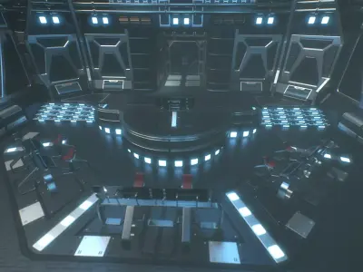 Lowpoly Scifi Control Room Low-poly 3D model