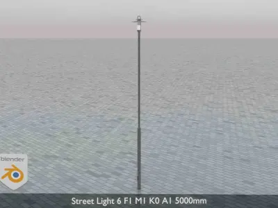 Street Light 6 F1 M1 K0 A1 5000mm Low-poly 3D model