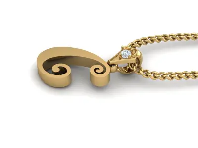 Alphabet V3 Light Gold  Font Pendant C 3D print model