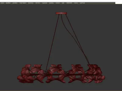 Decorative chandelier Wintery flover Gold with White shades Low-poly 3D model