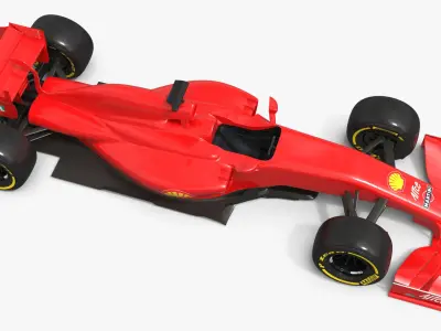  F1 Racing Chassis with Sponsor Logos Red Rigged 
