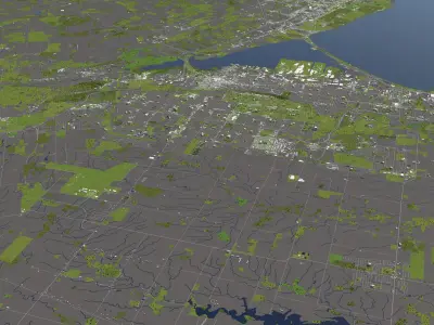 Hamilton Canada 50x50km 3D City Map 3D model