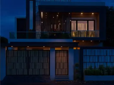 Modern House CAD and 3D Model Low-poly 3D model