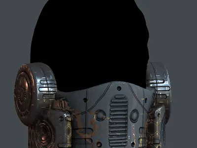 Gas mask helmet 3d model scifi Low-poly Low-poly 3D model 6