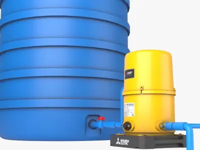 Automatic pump with Water tank Low-poly 3D model