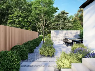 3D Exterior Scene 3D model design garden and landscape 3D  3D model 10