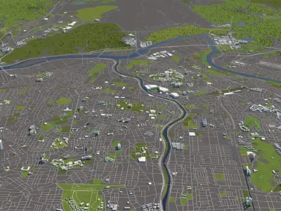 Daegu South Korea 50x50km 3D City Map 3D model