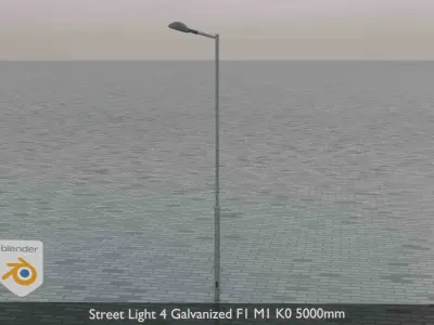 Street Light 4 Galvanized F1 M1 K0 5000mm Low-poly 3D model