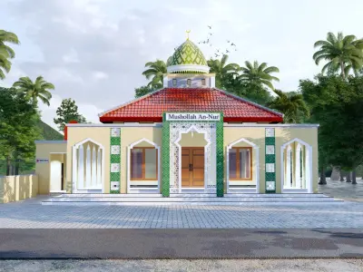 Minimalist Modern Mosque Room Prayer Full Interior  3D model