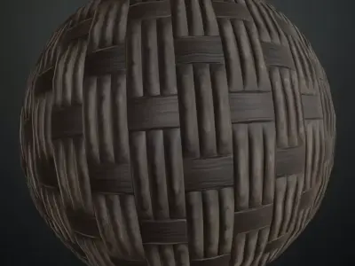 Dark Brown Basketweave Wood PBR Seamless Texture