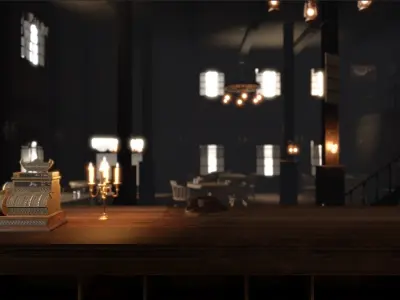 Wild West Saloon Interior Low-poly 3D model