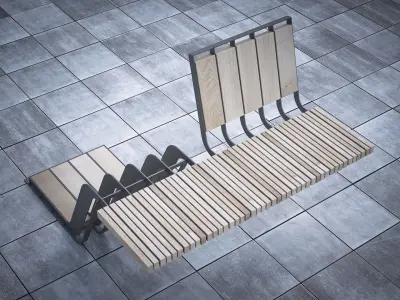 bench with parking space for bicycles 3D model