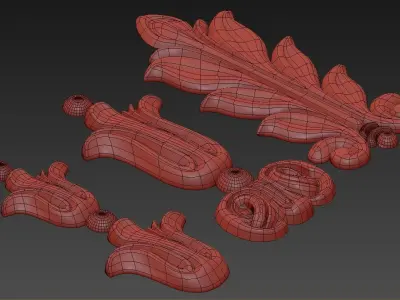 Carved decor vertical 3D model 3D model