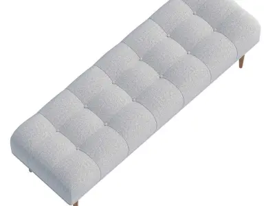 Modern Button Tufted Bench Upholstered in Pale Grey   3D model