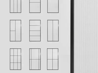 4 Glass partition door Set  9 partition models 3D Model Pack