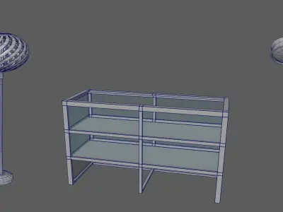 Showcase and Lamps Low-poly 3D model