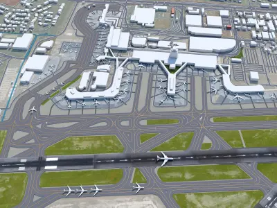 Honolulu Daniel K Inouye International Airport 10km Low-poly 3D model