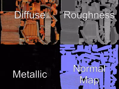 Rustic Log Cabin model pack Low-poly 3D model