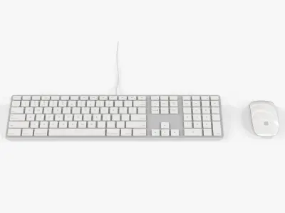 Apple Keyboard MB110 and Magic Mouse Low-poly 3D model