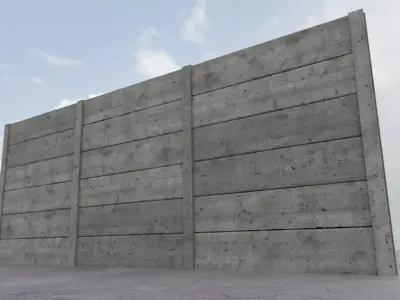 Concrete Wall Low-poly 3D model