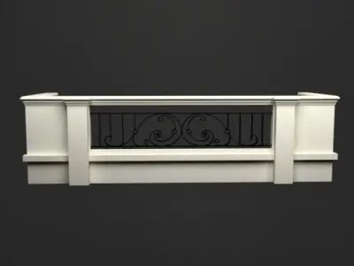 Balcony railing Low-poly 3D model