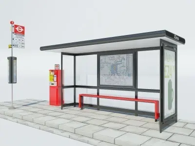 London Bus Stop 1 3D model