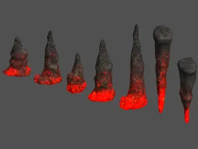 Stalagmite Set - Lava 3D model