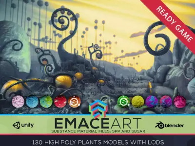 High Poly Magic Forest In the Plasticine World LODs Low-poly 3D model