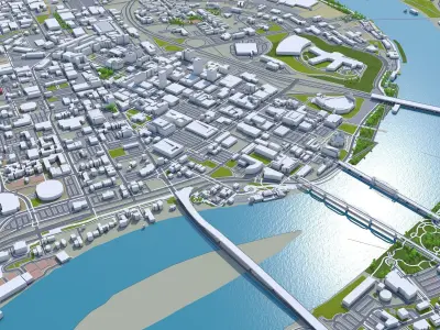 Chattanooga Downtown Tennessee USA Low-poly 3D model