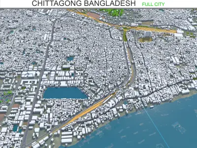 Chittagong Bangladesh 30km Low-poly 3D model
