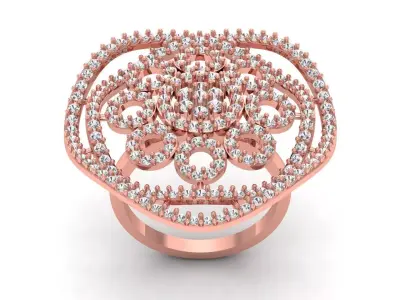 Solitaire Wedding Engagement Women Rings Cluster Flower Ring 3D print model