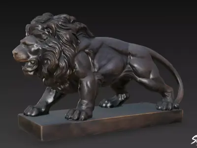 Lion Statue V39 Low-poly 3D model