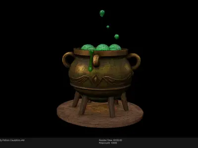 Low Poly Stylized Healty Potion Cauldron Low-poly 3D model