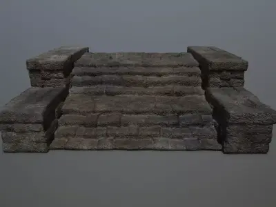 Ruin Stairs Low-poly 3D model 7