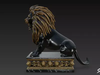 Lion Statue V31  Low-poly 3D model