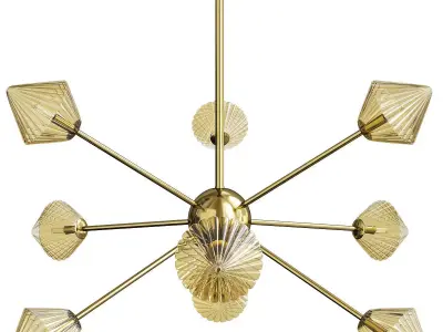 Amber Glass Diamond Hanging Chandelier Low-poly 3D model