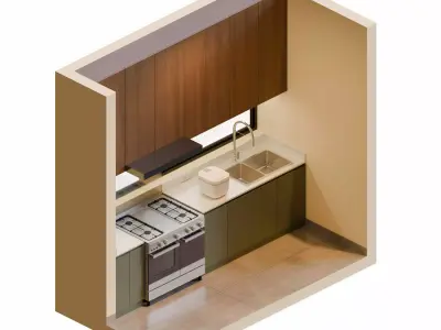 Matcha Isometric Kitchen 3D model