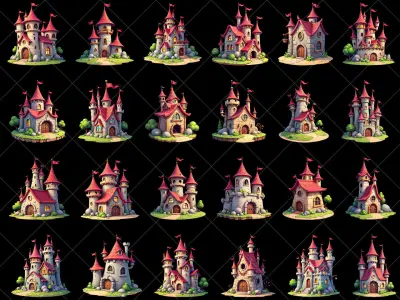 167 Transparent Fantasy Castles and Forts Texture