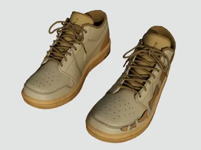 DINO 2 Air Jordan 1 BURNT LOW Shoes PBR AR VR  Low-poly 3D model