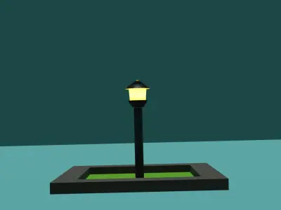 lamps street lamp in middle of square Low-poly 3D model