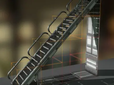 Futuristic Stairs Collection - 43 Components - Basic Version  Low-poly 3D model