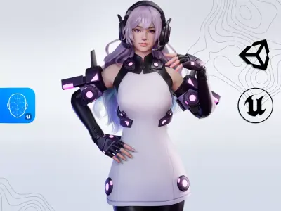 Cyber Operator Girl Ophelia - Game Ready Low-poly 3D model