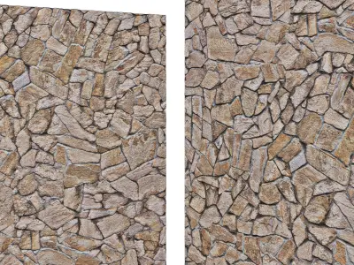 Old Stone Mosaic  Wall Cobblestone 6k  Tileable CoronaVray 3D model