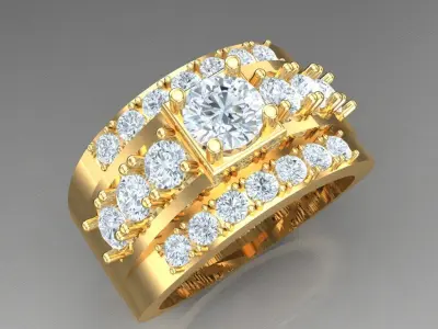 Light Gold Diamond Men Ring 2MR023 3D print model