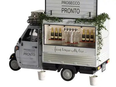 Photorealistic Prosecco Street Bar Truck 3D model